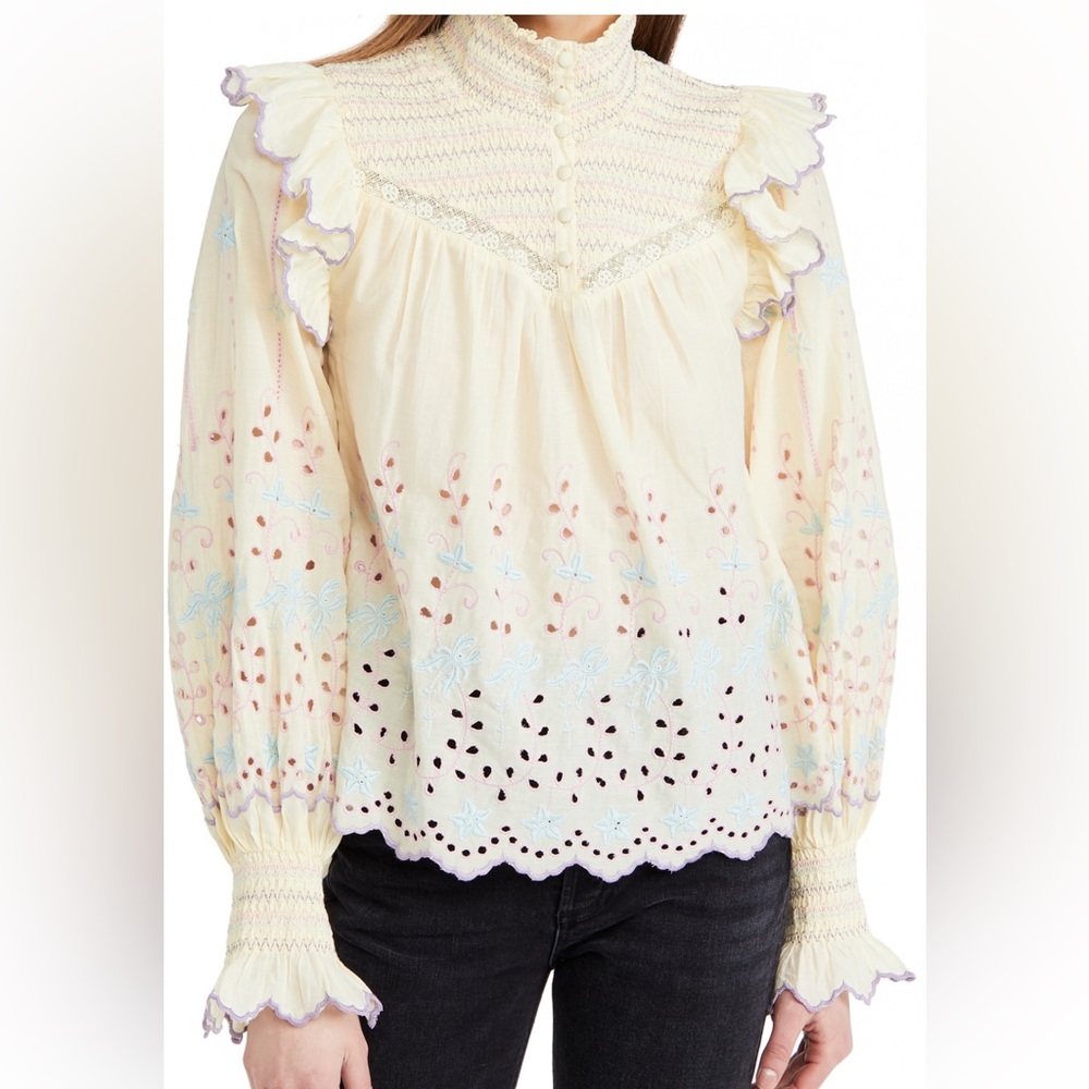 LoveShackFancy Kassie Top in yellow